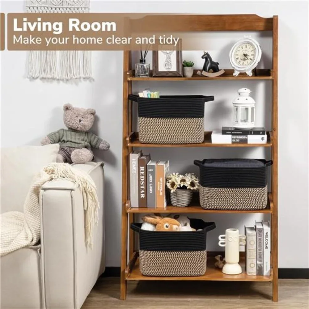 Woven Storage Bins Set of 2 Cotton Rope Cube Organizer for Closet Shelf 13x10